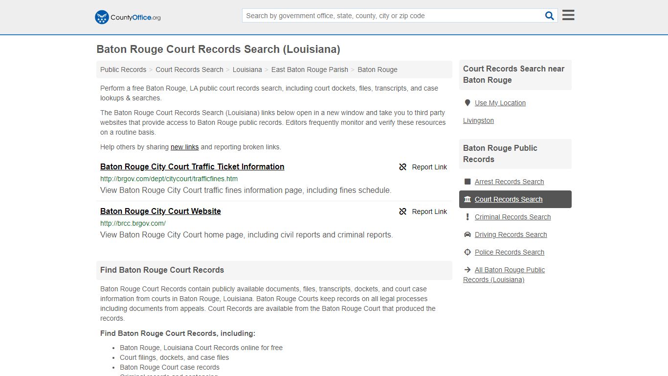 Baton Rouge Court Records Search (Louisiana) - County Office